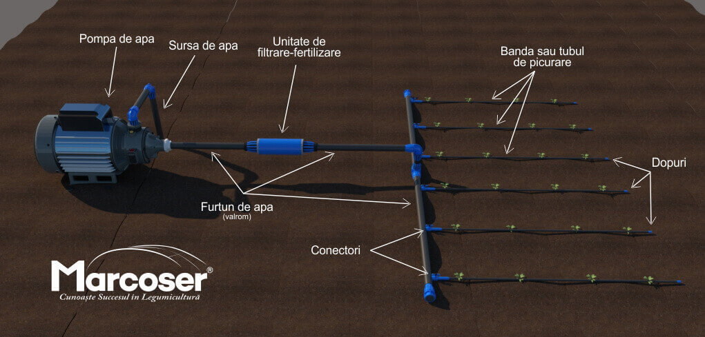 Schema instalatie de irigare prin picurare - banda DG40